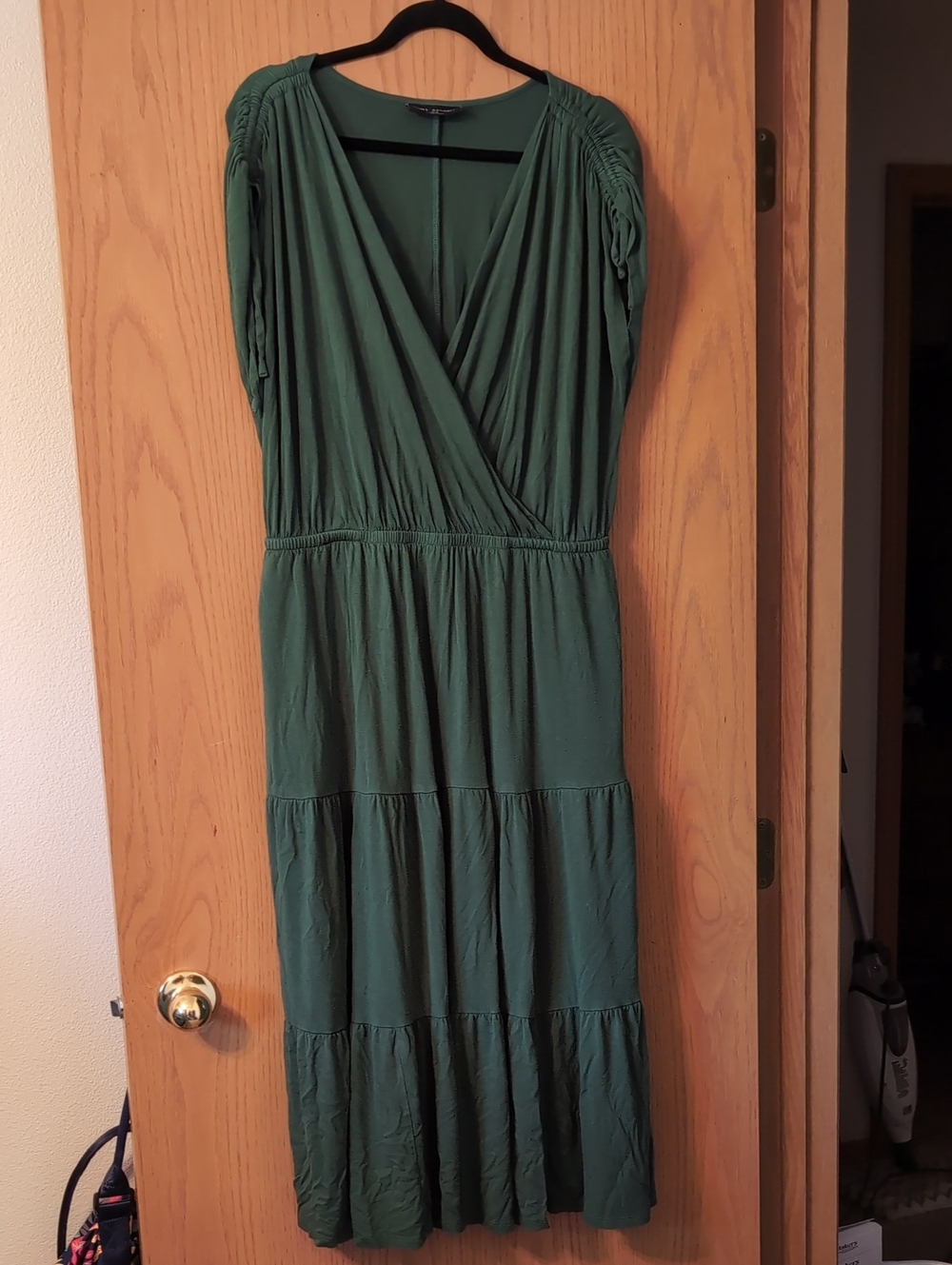 Lane Bryant Women's Green Tiered V-Neck Dress